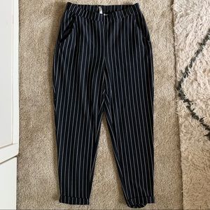 Black pinstriped pants